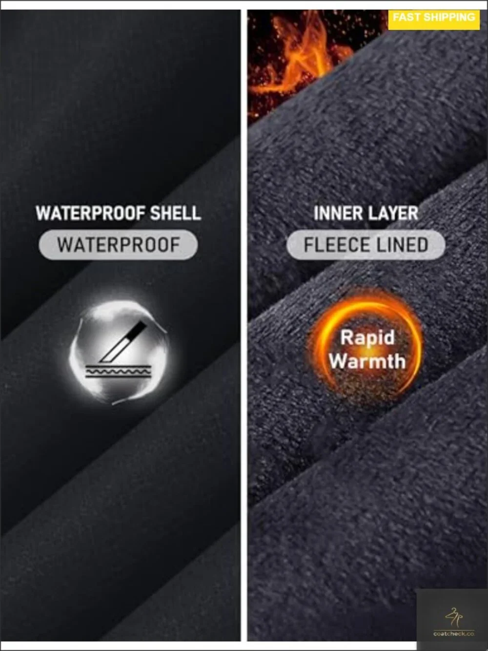 Waterproof Insulated Ski Jacket Fleece Lining Snowboarding Winter Coat
